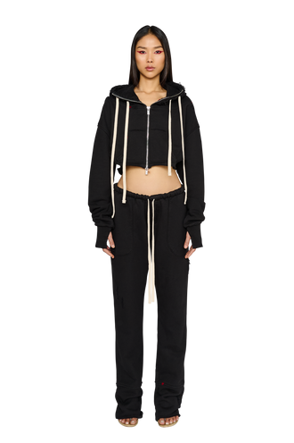 Cropped, Zip Up Hoodie - Carbon