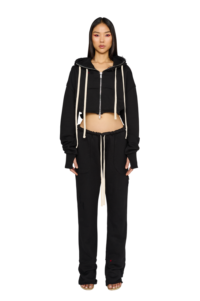 Cropped, Zip Up Hoodie - Carbon