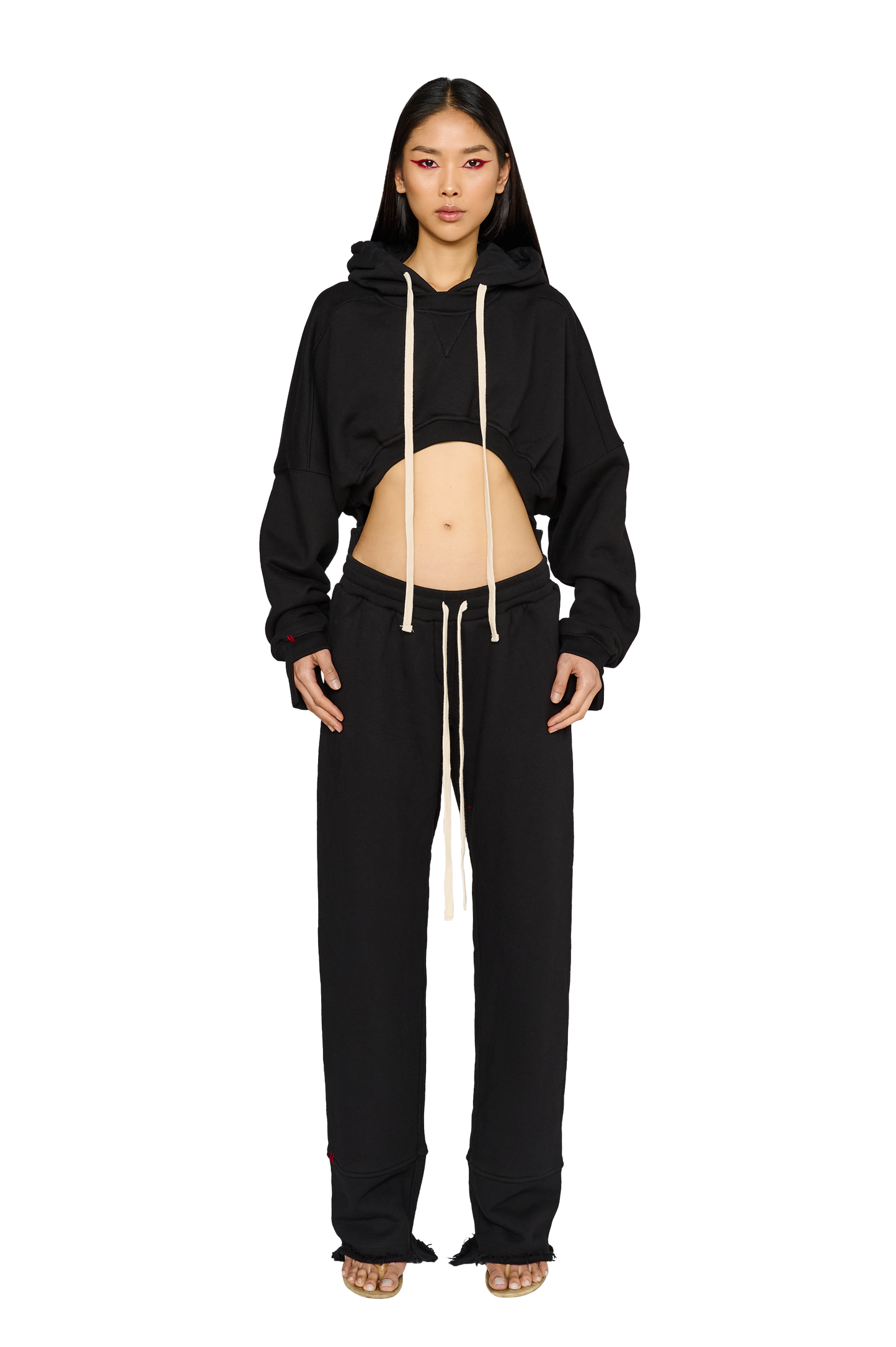 Cropped, Asymmetric Hoodie - Carbon