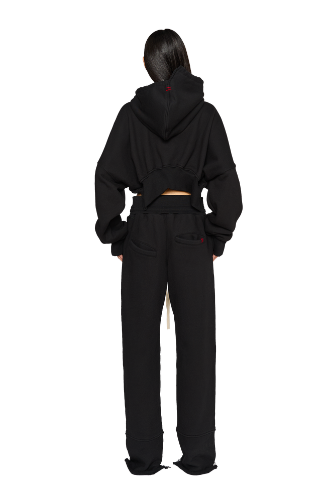 Cropped, Asymmetric Hoodie - Carbon