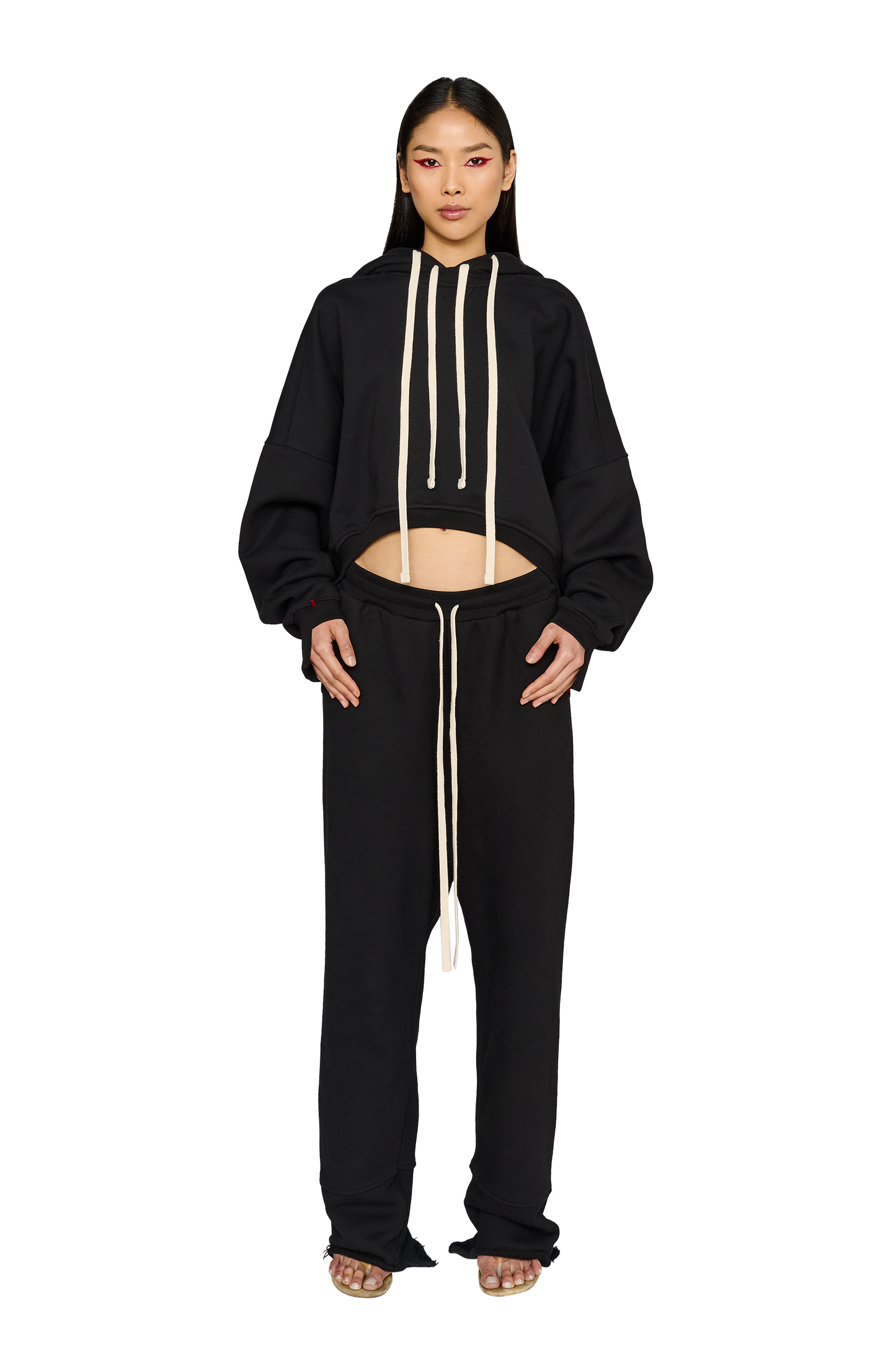 Full Length, Crew Neck Hoodie - Carbon