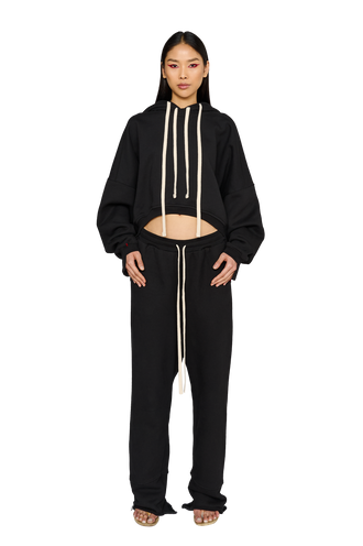 Full Length, Crew Neck Hoodie - Carbon