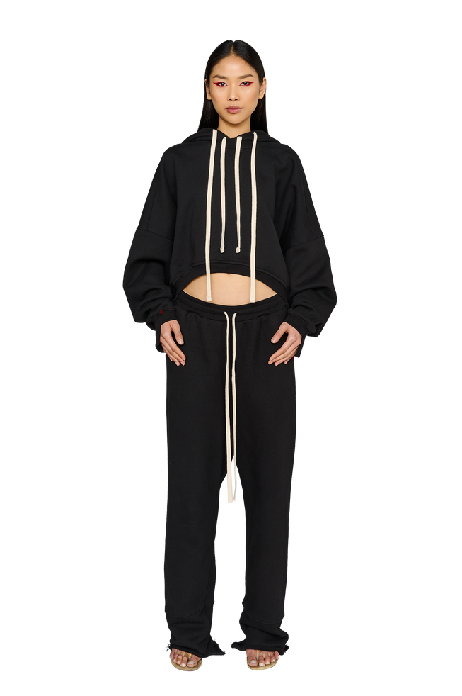 Full Length, Crew Neck Hoodie - Carbon