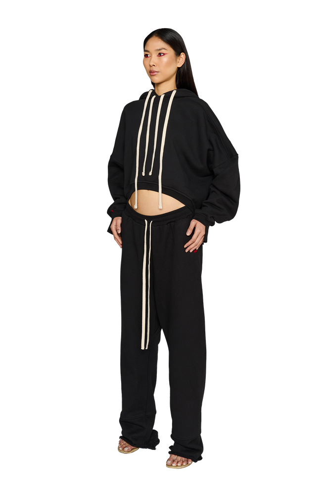 Asymmetric, Drop Crotch Tracksuit Bottoms - Carbon