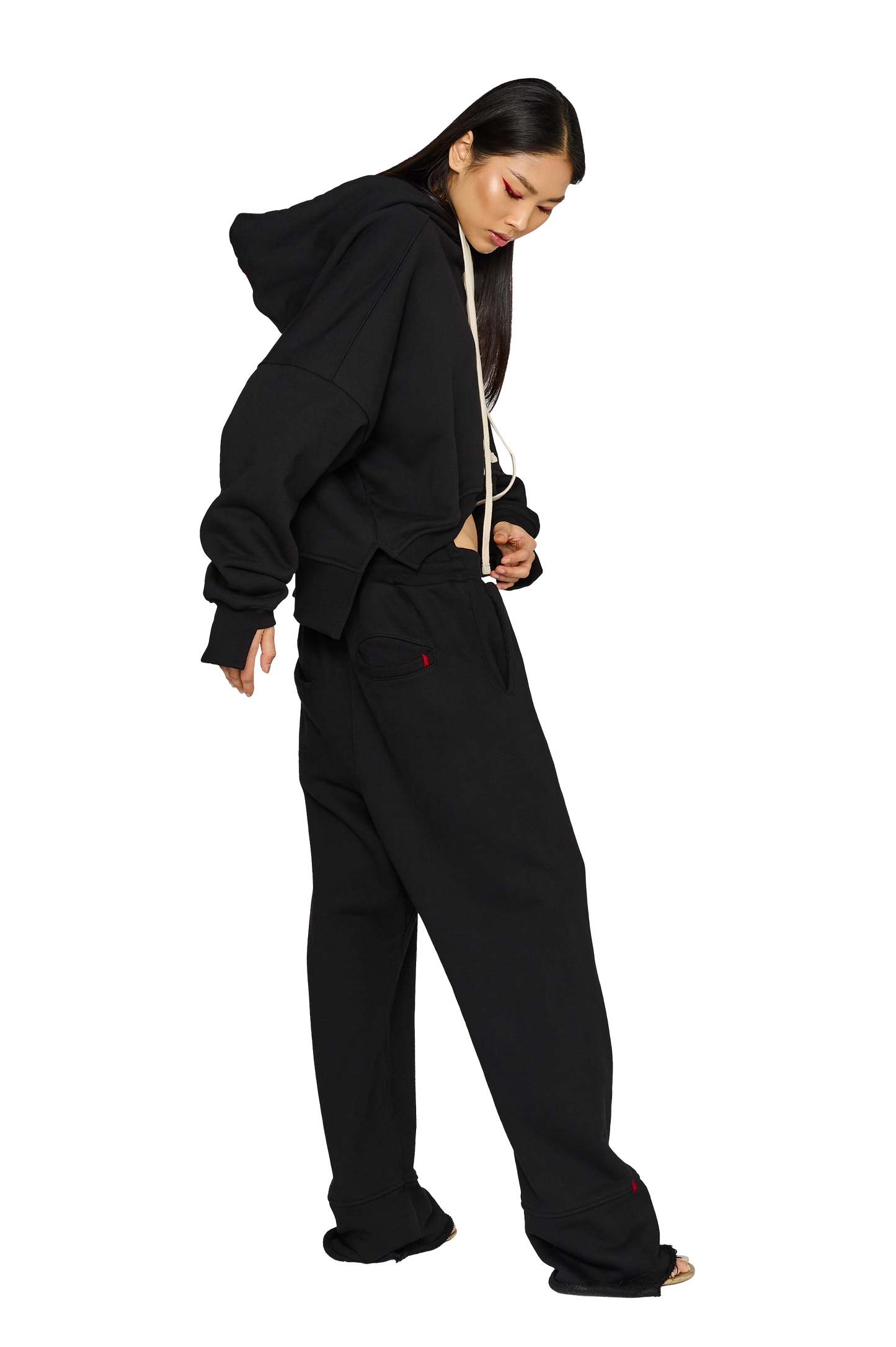 Full Length, Crew Neck Hoodie - Carbon