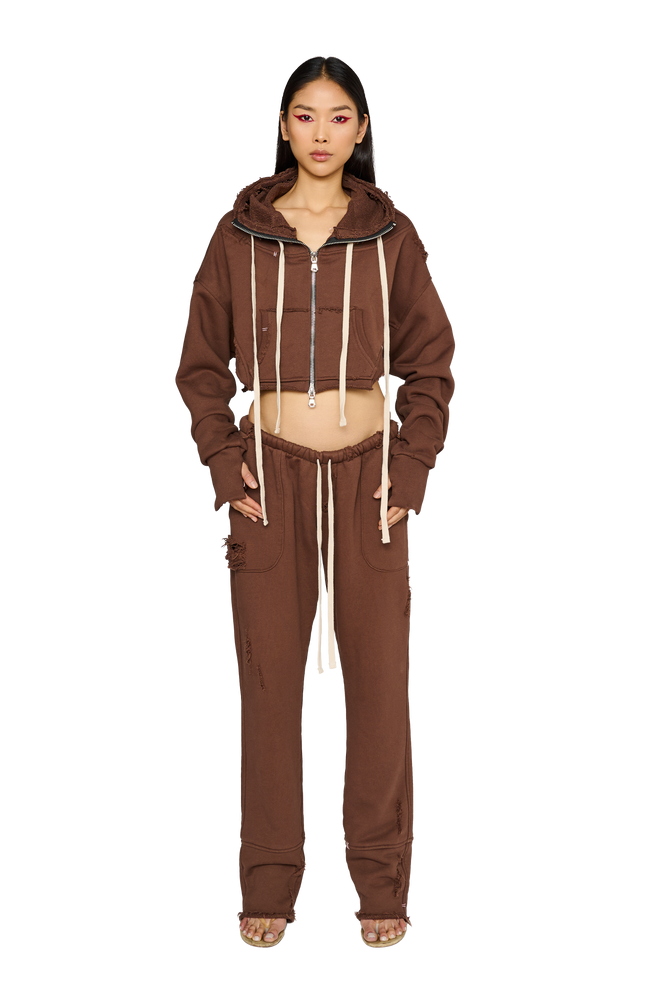 Cropped, Zip Up Hoodie - Teddy