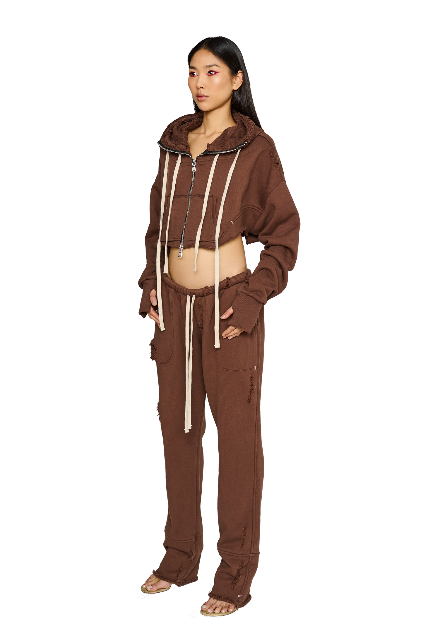 Cropped, Zip Up Hoodie - Teddy