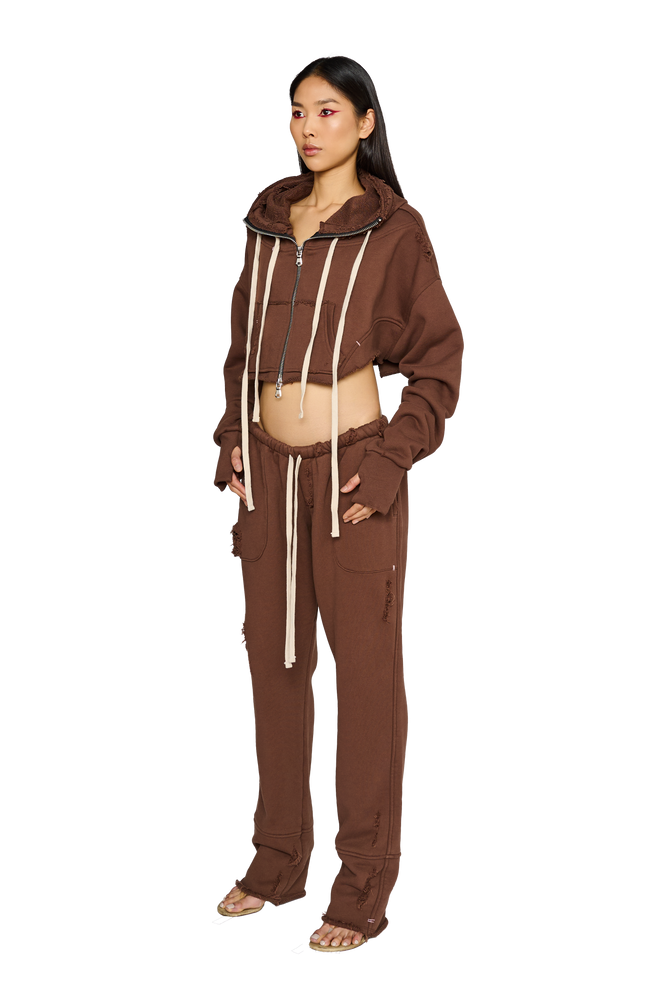 Cropped, Zip Up Hoodie - Teddy