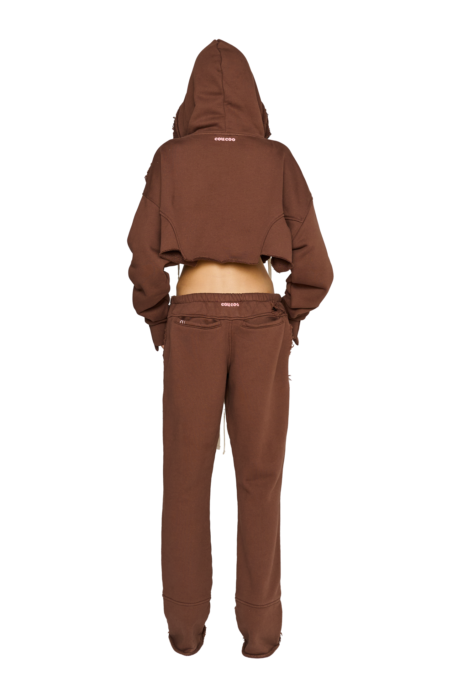 Straight Leg, Distressed Tracksuit Bottoms - Teddy