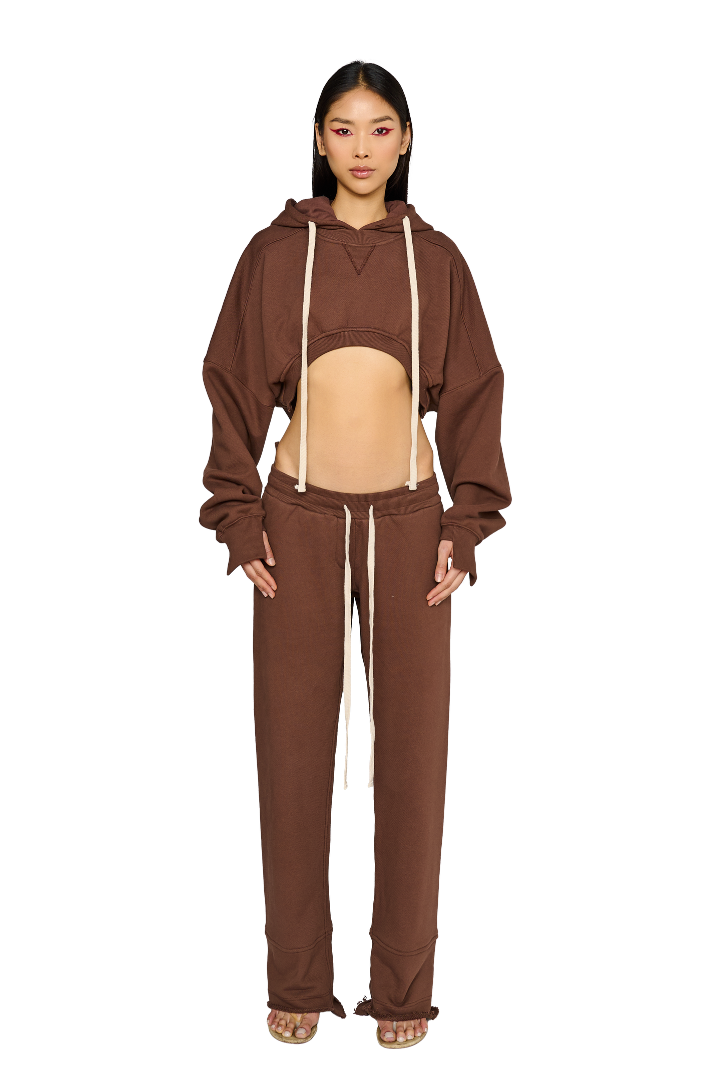 Asymmetric, Fitted Crotch Tracksuit Bottoms - Teddy