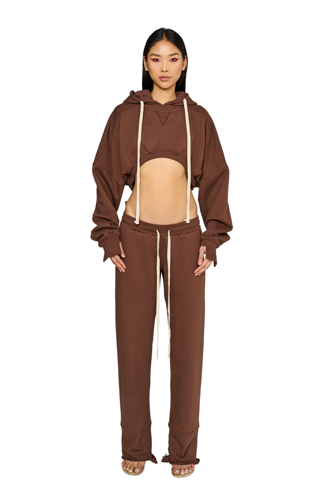 Cropped, Asymmetric Hoodie - Teddy