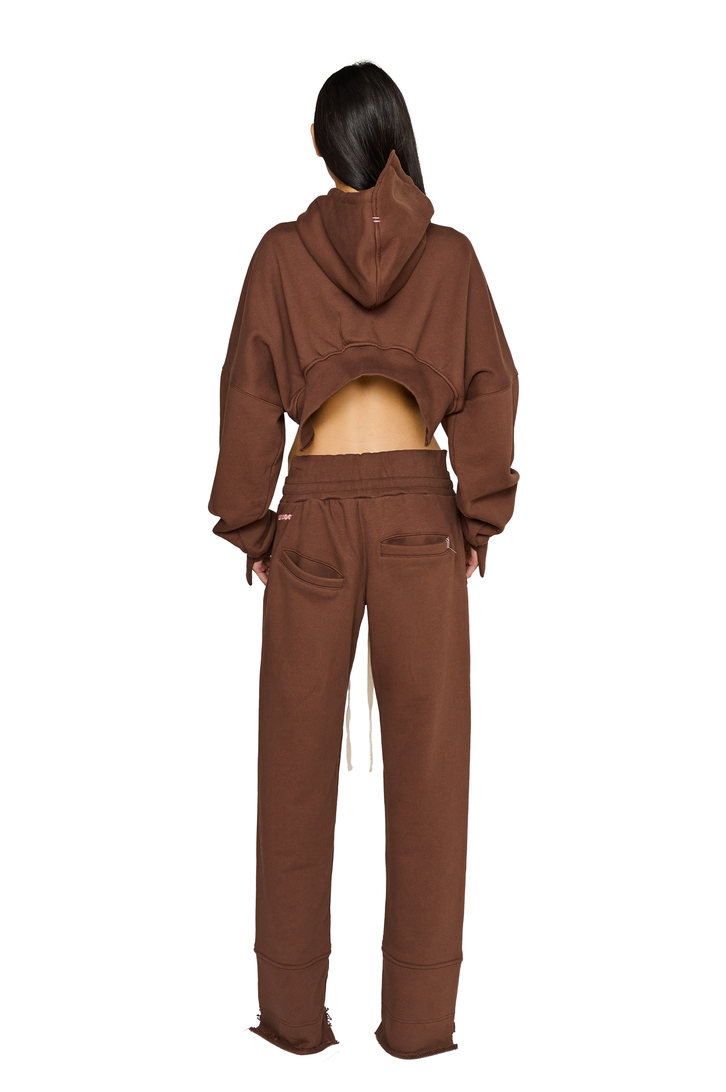 Asymmetric, Fitted Crotch Tracksuit Bottoms - Teddy