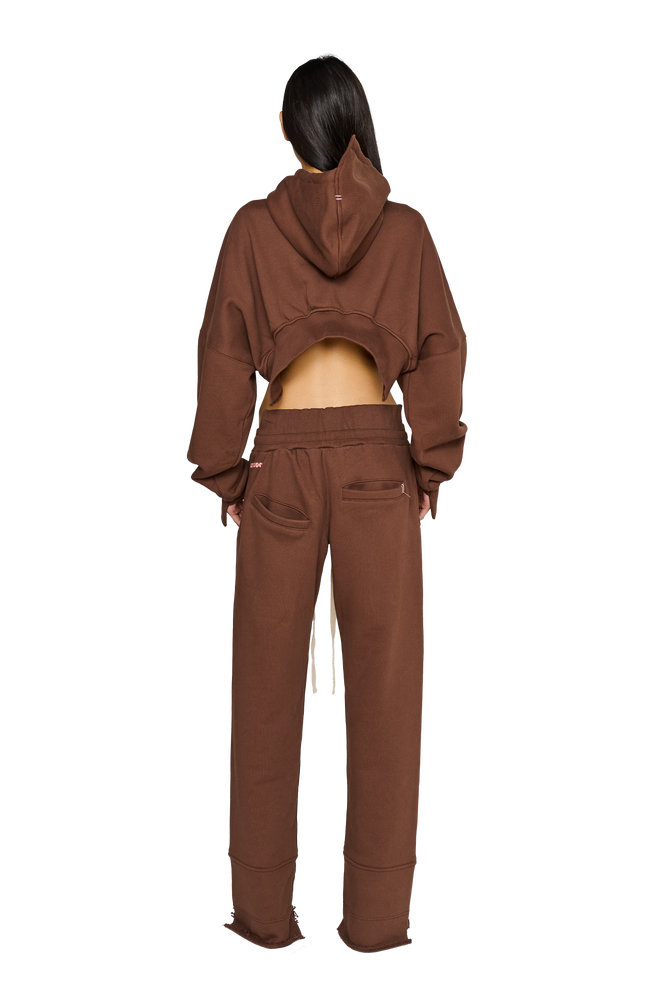 Cropped, Asymmetric Hoodie - Teddy