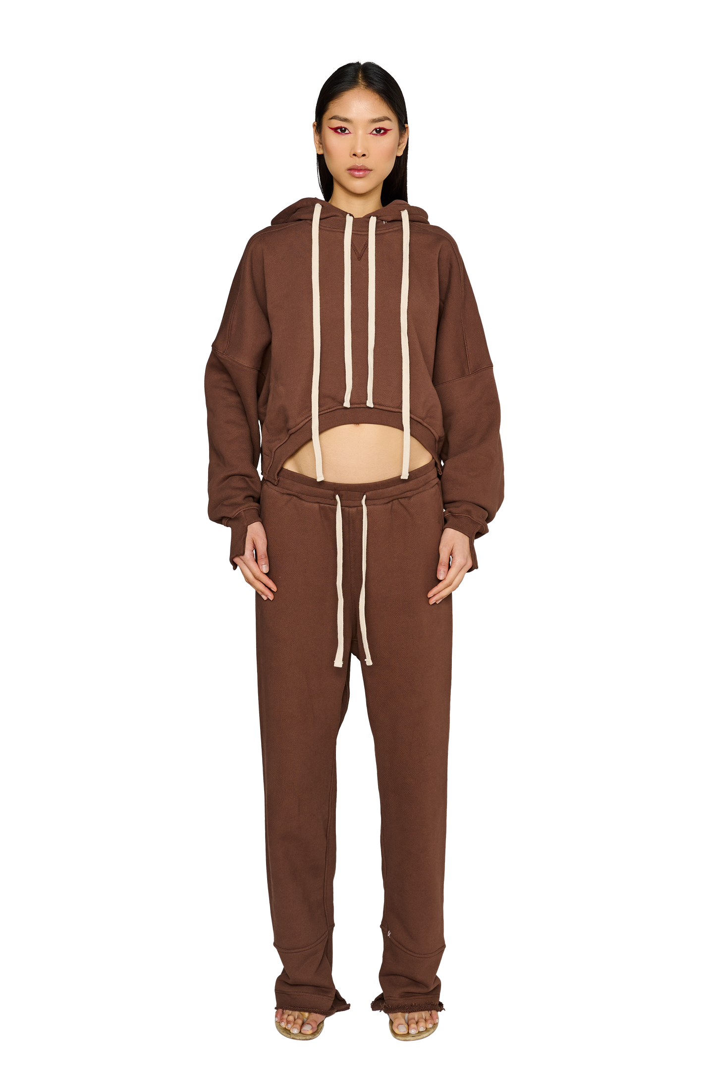 Asymmetric, Drop Crotch Tracksuit Bottoms - Teddy