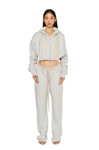 Straight Leg, Distressed Tracksuit Bottoms - Cloud