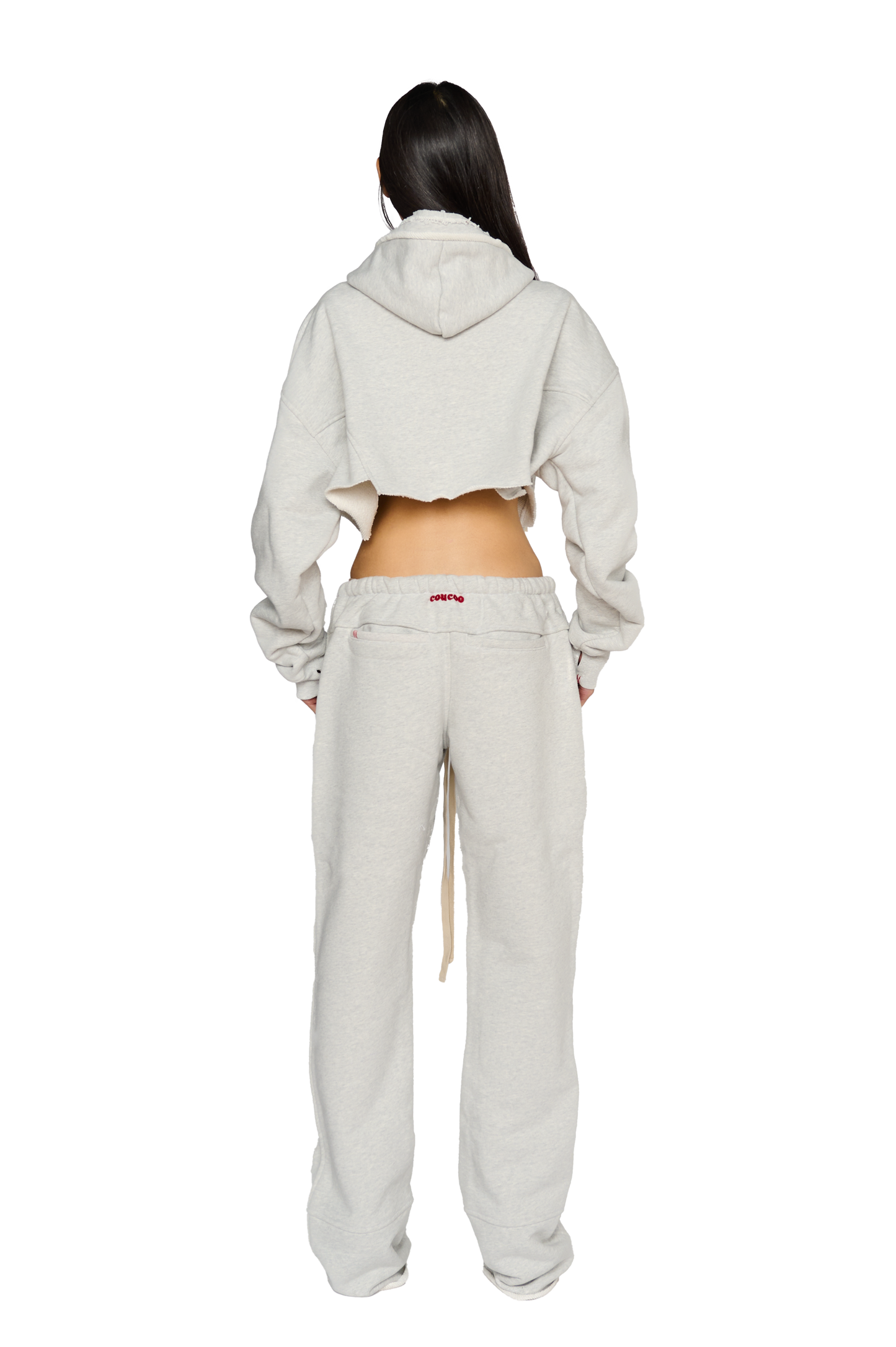 Cropped, Zip Up Hoodie - Cloud