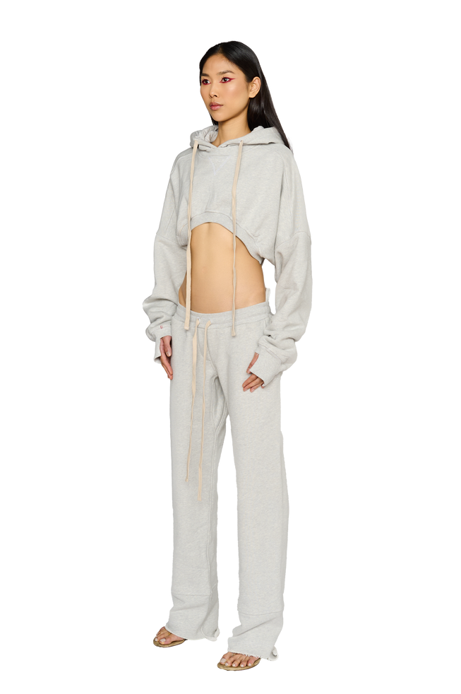 Cropped, Asymmetric Hoodie - Cloud