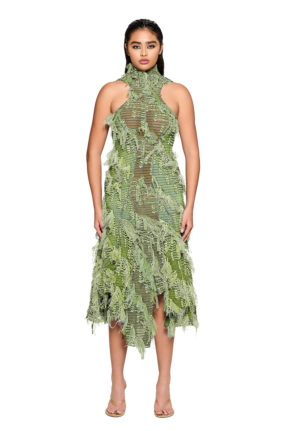 Khao Dress - Moss Green and Blue Blood