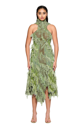 Khao Dress - Moss Green and Blue Blood