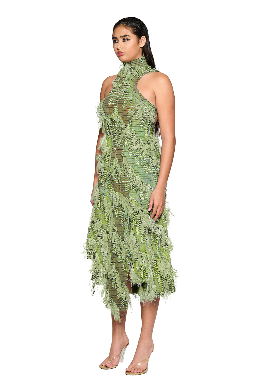 Khao Dress - Moss Green and Blue Blood