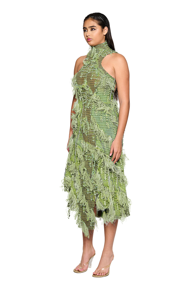 Khao Dress - Moss Green and Blue Blood