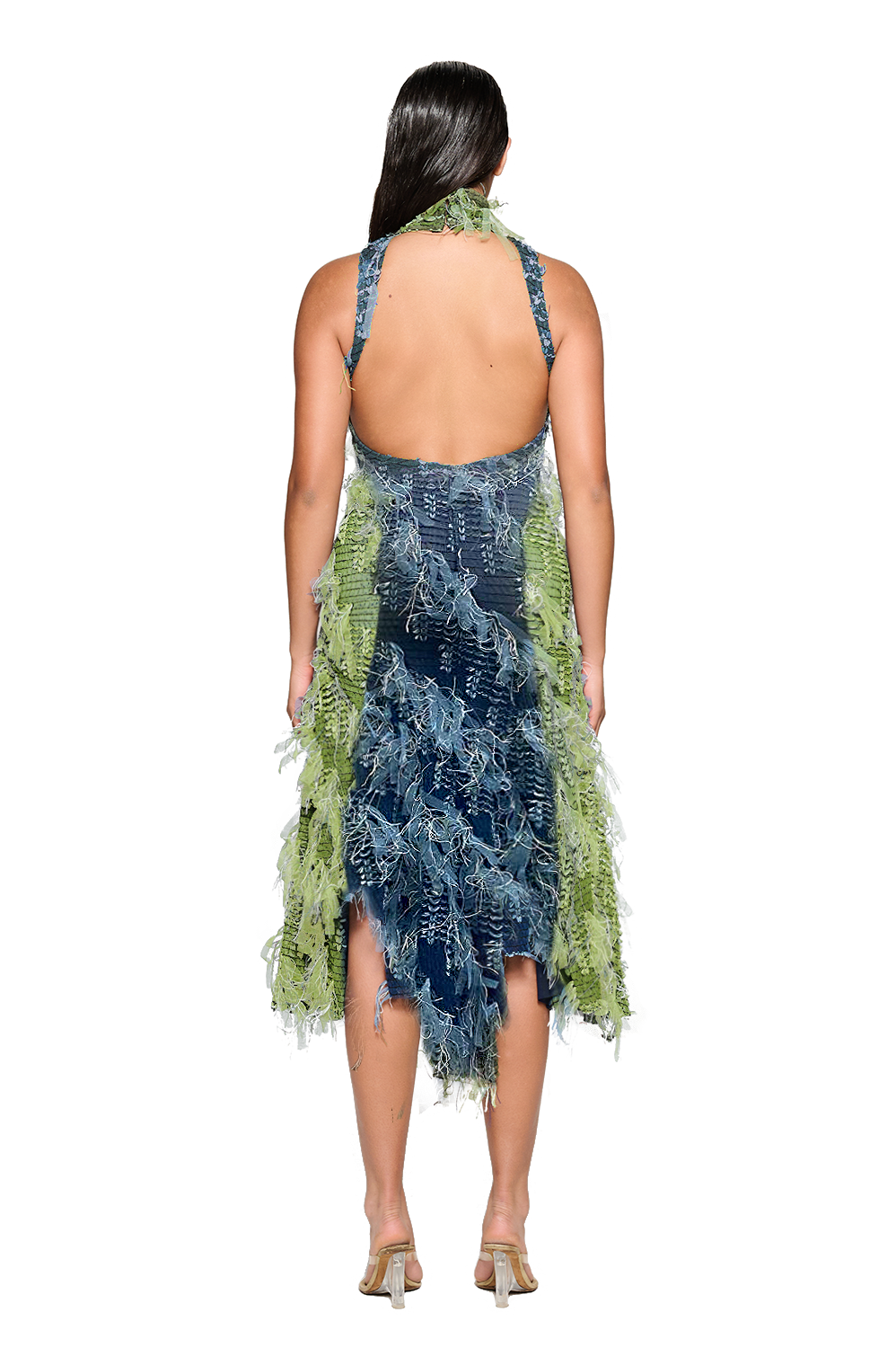 Khao Dress - Moss Green and Blue Blood