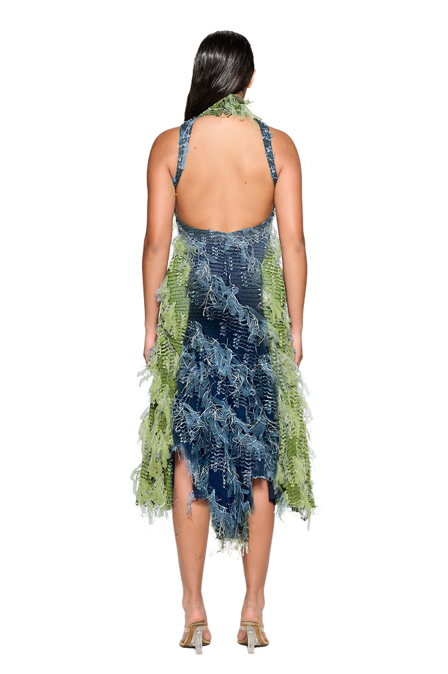 Khao Dress - Moss Green and Blue Blood