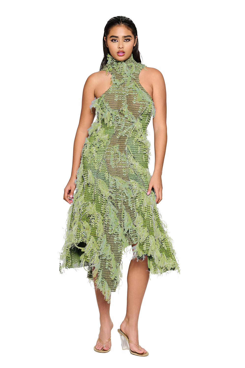 Khao Dress - Moss Green and Blue Blood