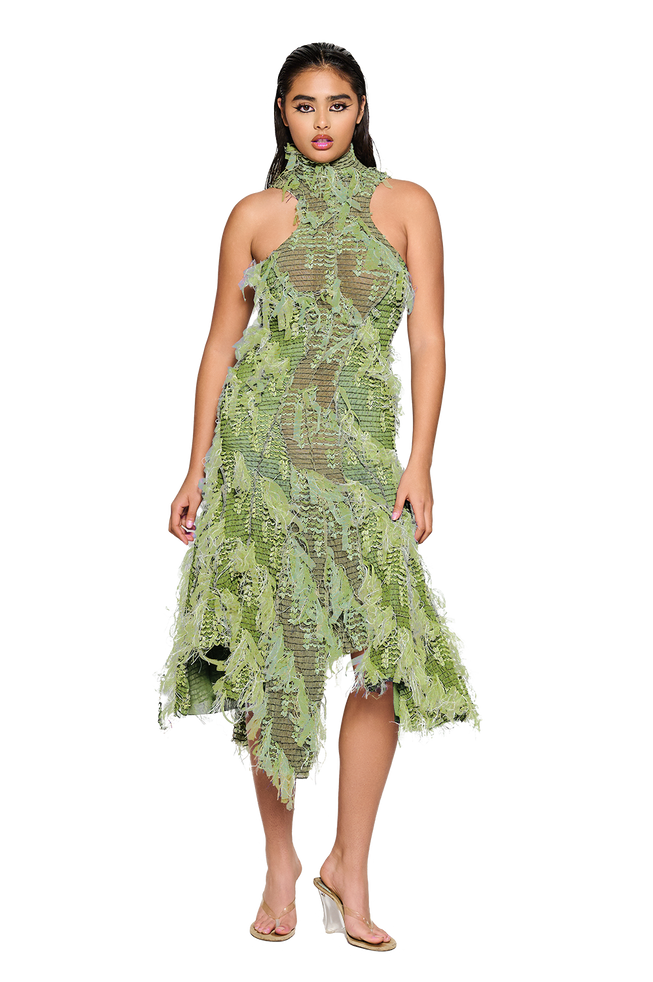 Khao Dress - Moss Green and Blue Blood