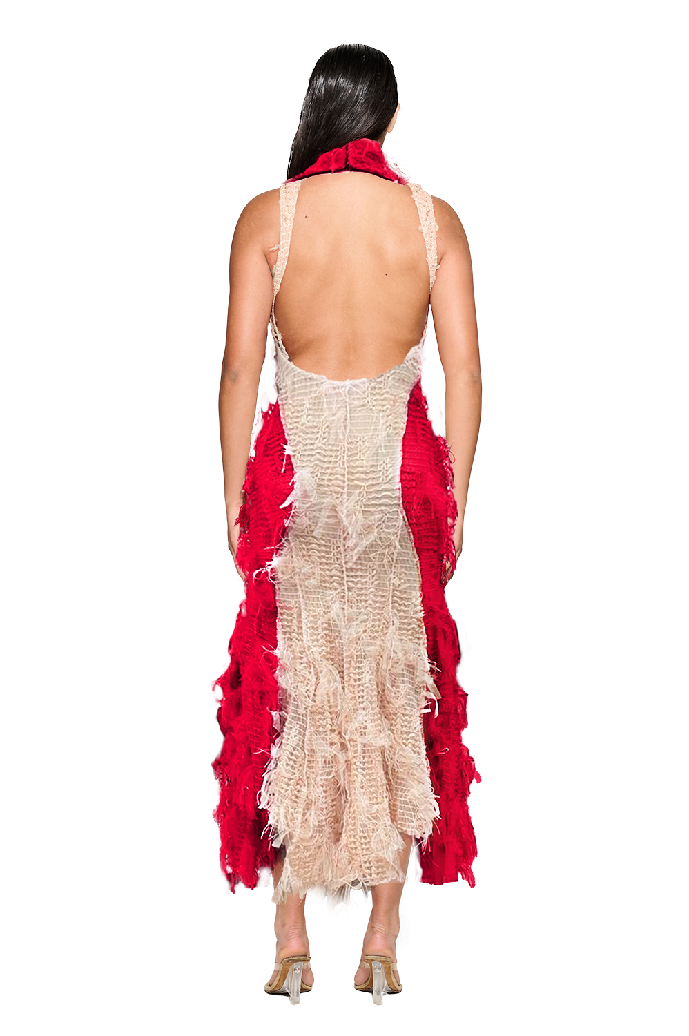 Khao Dress - Pale Pink and Red Red