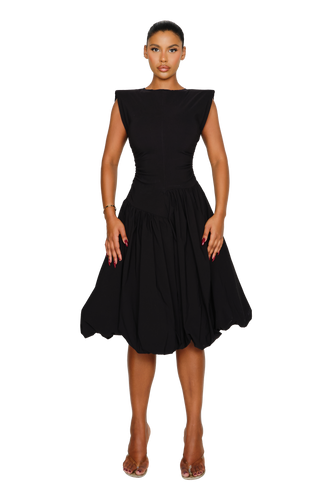 Takla Midi Dress - Satin Black