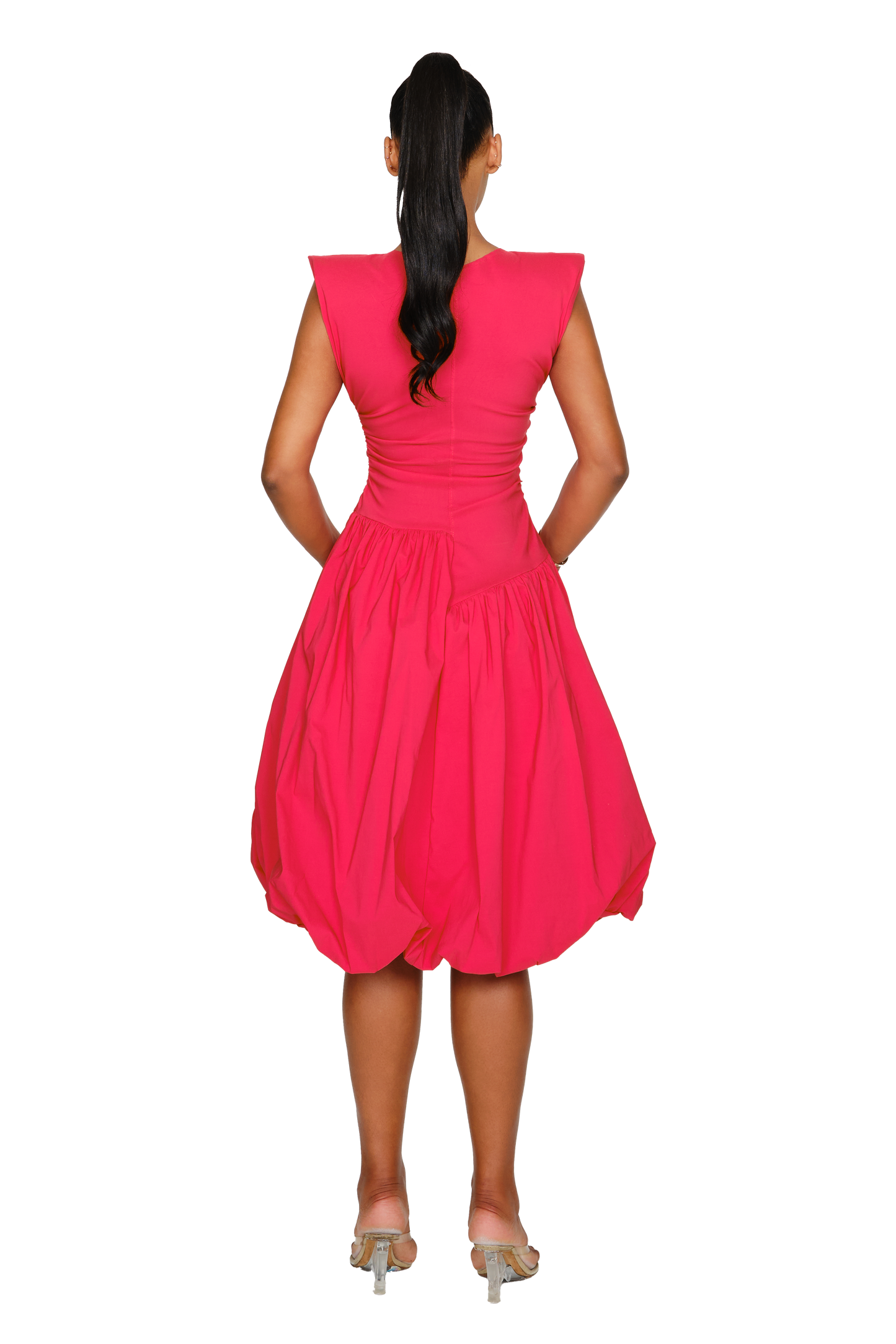 Takla Midi Dress - Hot Hibiscus