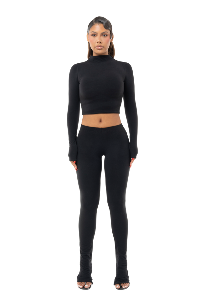 Basic Long Sleeve Mock Neck Crop