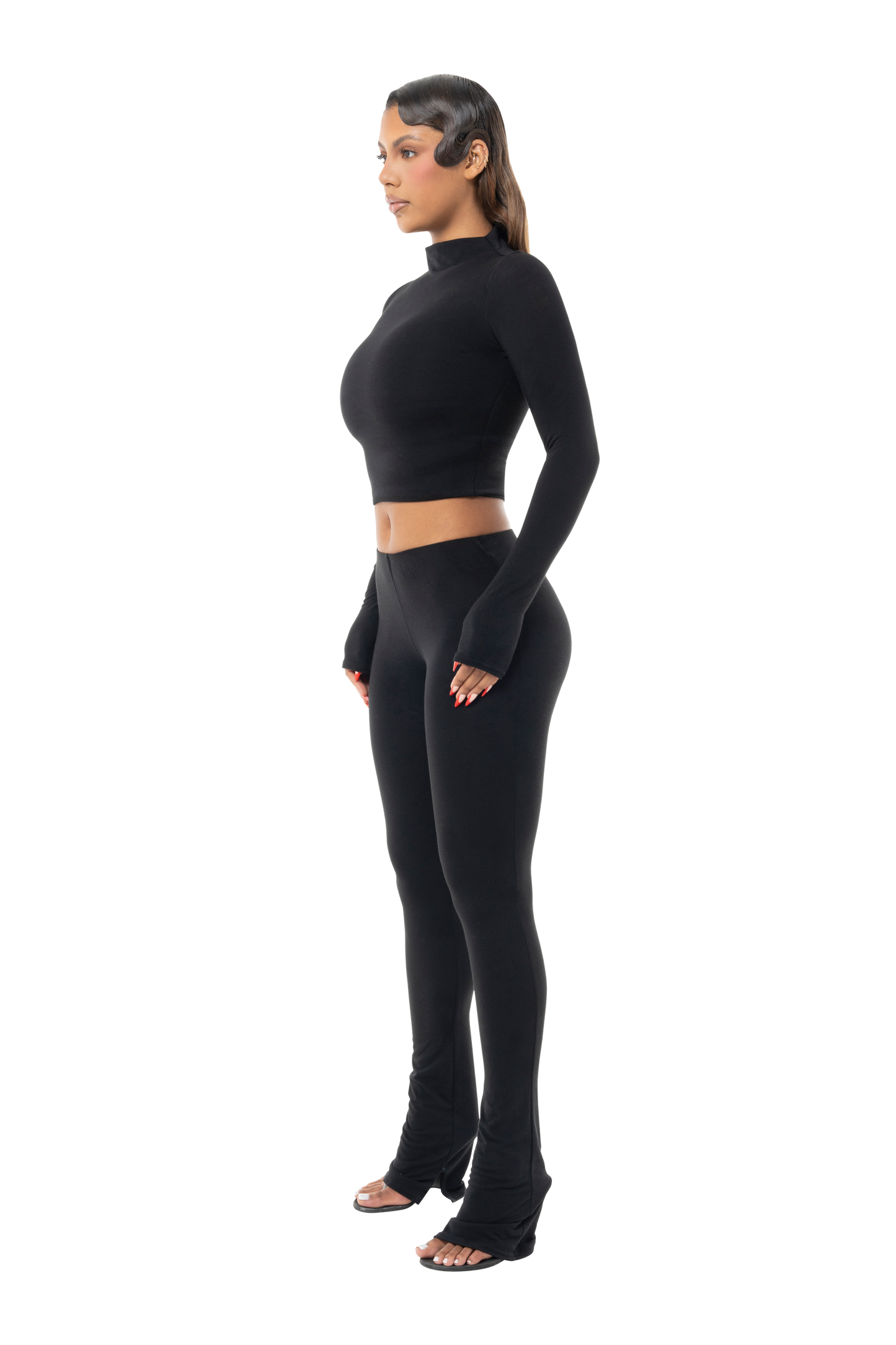 Basic Long Sleeve Mock Neck Crop