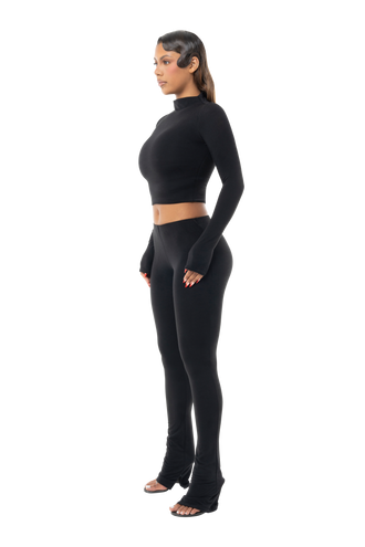 Basic Long Sleeve Mock Neck Crop