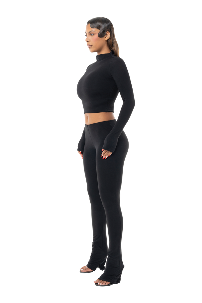 Basic Long Sleeve Mock Neck Crop