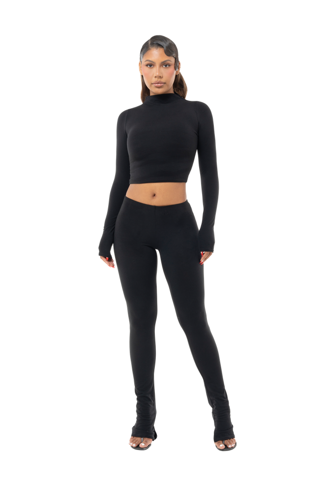 Basic Long Sleeve Mock Neck Crop