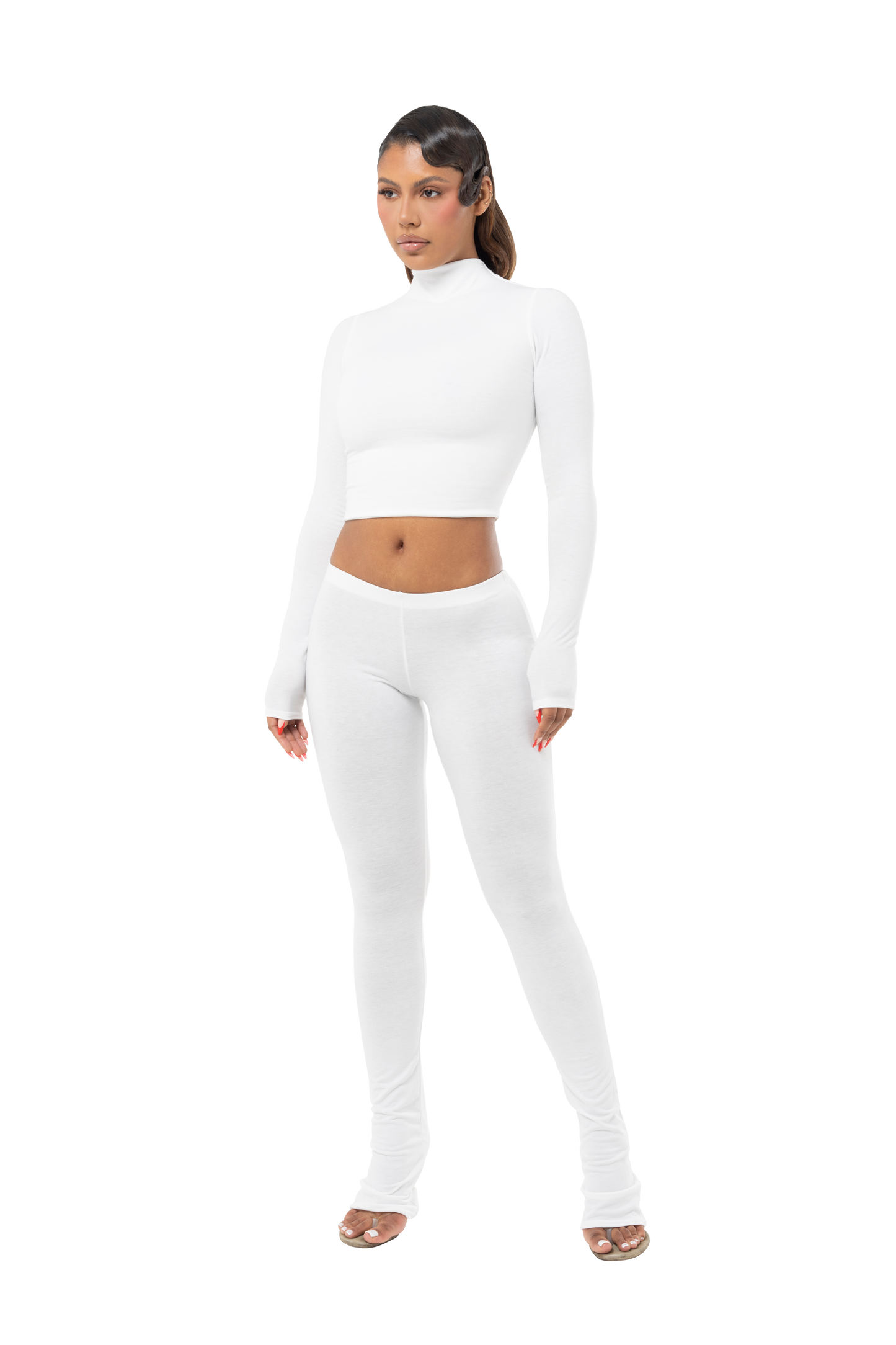 Basic Long Sleeve Mock Neck Crop