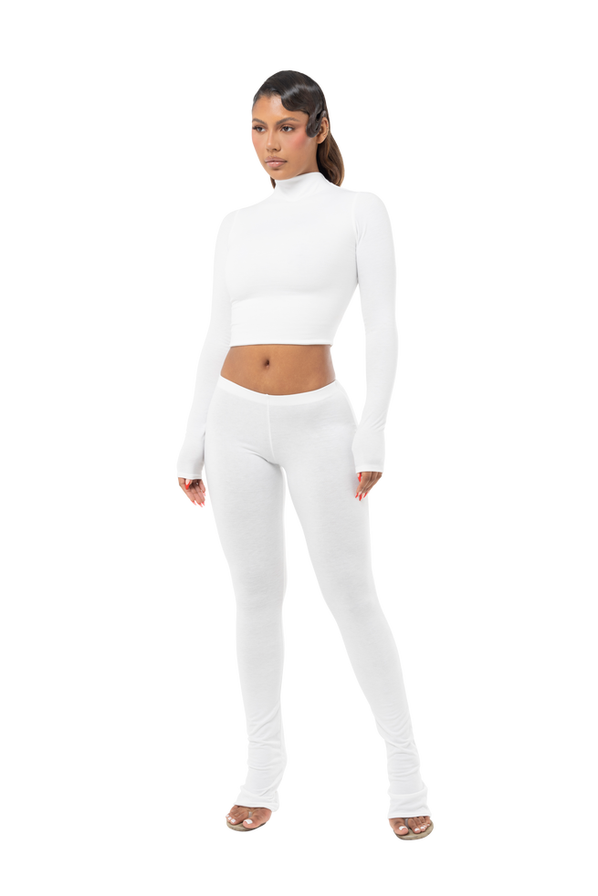 Basic Long Sleeve Mock Neck Crop