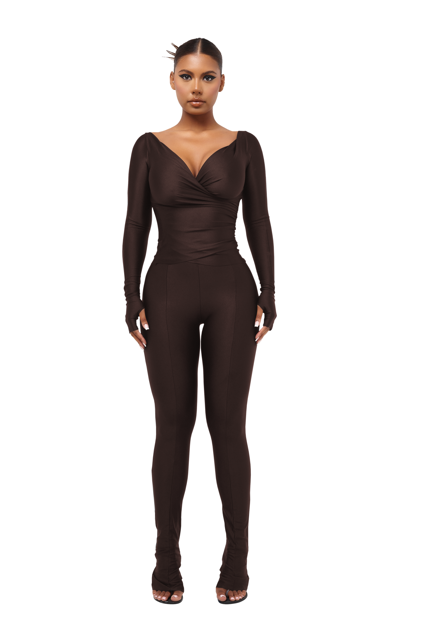 LANAI LONG-SLEEVED TOP - CHOCOLATE