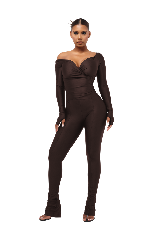 LANAI LONG-SLEEVED TOP - CHOCOLATE