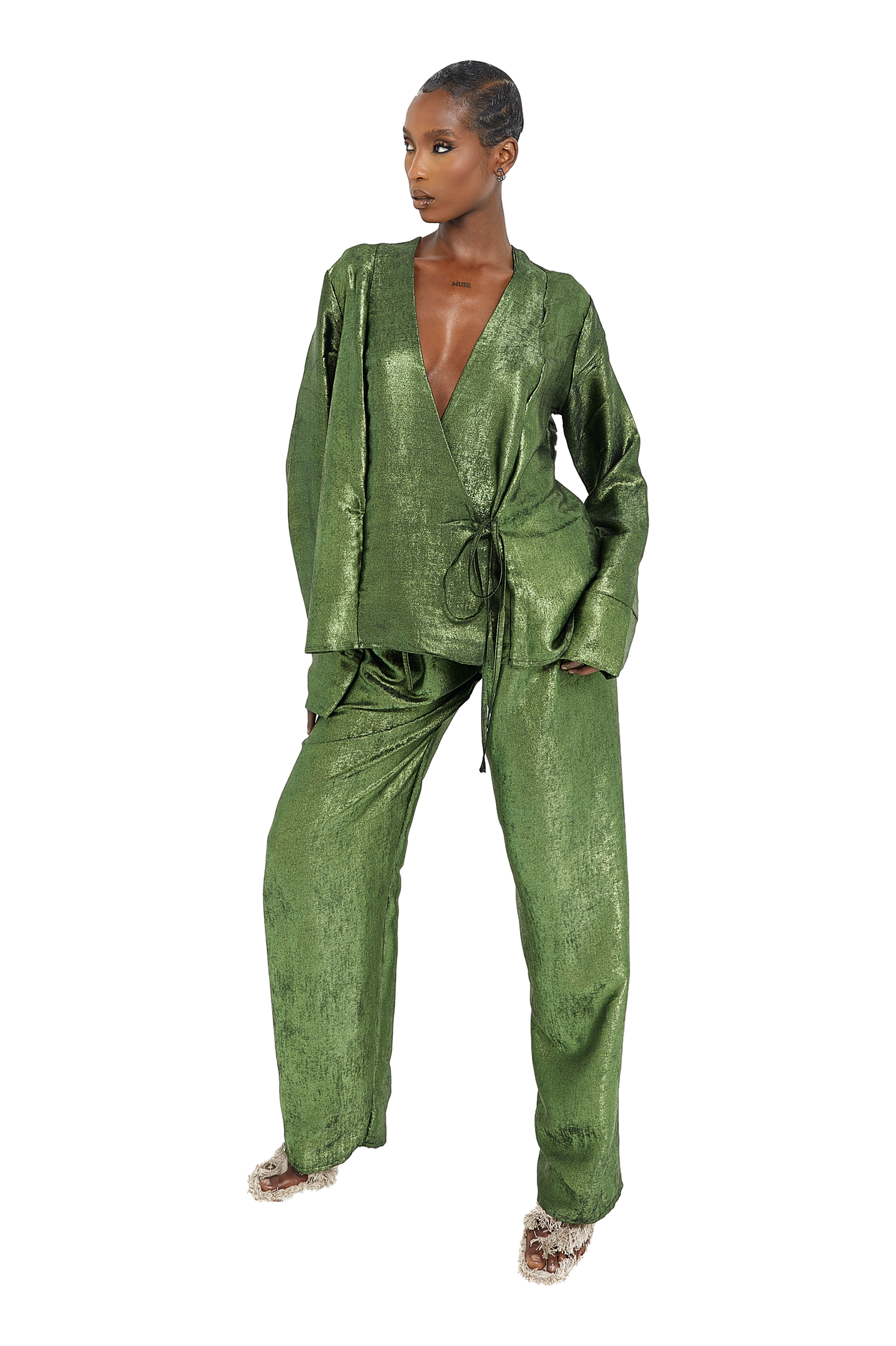 KAFNI WRAP SHIRT - Evergreen